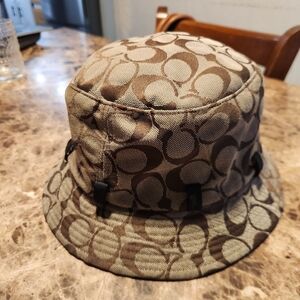 Coach Brown and Tan Patterned Hat